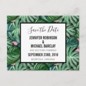 Carte Postale Faire-part Exotic Green Tropical Feuille Motif Enregistrer la (Devant)