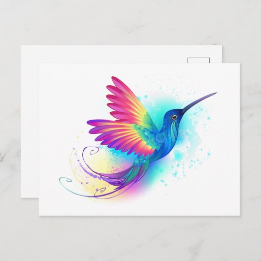 Carte Postale Faire-part Exotic Rainbow Hummingbird (Devant / Derrière)