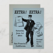 Carte Postale Faire-part Extra ! Extra ! Journal ancien sauvegarder la date (Devant / Derrière)