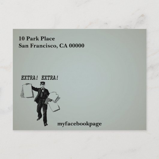 Carte Postale Faire-part Extra ! Extra ! Journal ancien sauvegarder la date (Dos)