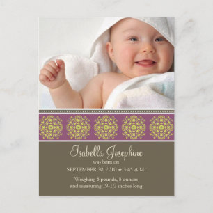 Carte Postale Faire-part Faire annonce de naissance avec timbre victorien :