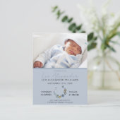 Carte Postale Faire-part Faire annonce de naissance de bébé garçon avec fle (Debout devant)