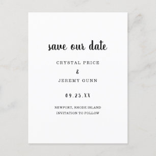 Carte Postale Faire-part Faire Connaître Notre Date Minimaliste Noir et Bla