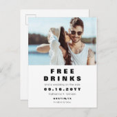 Carte Postale Faire-part Faire Mariage Boissons Gratuites Économisez la Dat (Devant / Derrière)