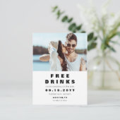 Carte Postale Faire-part Faire Mariage Boissons Gratuites Économisez la Dat (Debout devant)