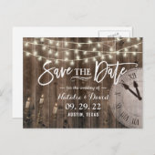 Carte Postale Faire-part Faire Mariage Conte de Fées en Bois de Grange Rust (Devant / Derrière)