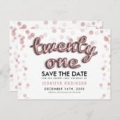 Carte Postale Faire-part Faire part 21 ans Ballons Rose Gold (Devant / Derrière)