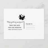 Carte Postale Faire-part Faire part avec papillons noirs sur fond blanc (Dos)