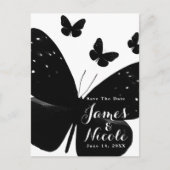 Carte Postale Faire-part Faire part avec papillons noirs sur fond blanc (Devant)