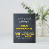Carte Postale Faire-part Faire part de Bar Mitzvah sur tableau noir en or (Debout devant)