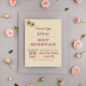 Carte Postale Faire-part Faire part de Bat Mitzvah Rose Gold Rustique