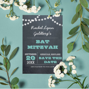 Carte Postale Faire-part Faire part de Bat Mitzvah sur tableau vert