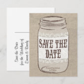 Carte Postale Faire-part Faire part de bocal en dentelle de toile de jute (Devant / Derrière)