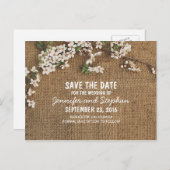 Carte Postale Faire-part Faire part de campagne rustique en toile de jute (Devant / Derrière)