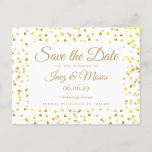 Carte Postale Faire-part Faire part de carton rose avec confettis coeurs do
