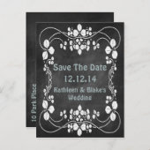 Carte Postale Faire-part Faire part de date Art Nouveau sur tableau craie (Devant / Derrière)