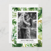 Carte Postale Faire-part Faire part de date de mariage aux feuilles tropica (Devant / Derrière)