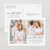 Carte Postale Faire-part Faire part de date de mariage Elegant Script 2 Pho (Devant / Derrière)