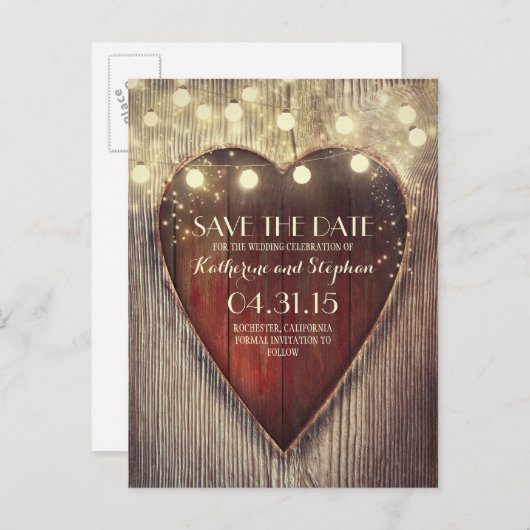 Carte Postale Faire-part Faire part de date de mariage rustique campagne &  (Devant / Derrière)