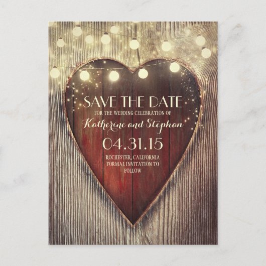 Carte Postale Faire-part Faire part de date de mariage rustique campagne & (Devant)