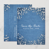 Carte Postale Faire-part Faire part de denim et diamants éparpillés (Devant / Derrière)