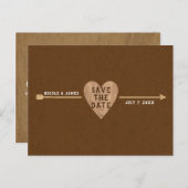 Carte Postale Faire-part Faire part de fiançailles en kraft marron rustique (Devant / Derrière)