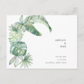 Carte Postale Faire-part Faire part de mariage à feuilles tropicales simple (Devant)