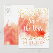 Carte Postale Faire-part Faire part de mariage à l'aquarelle avec éclabouss (Devant / Derrière)