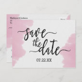 Carte Postale Faire-part Faire part de mariage à l'aquarelle rose blush (Devant / Derrière)