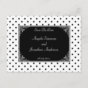Carte Postale Faire-part Faire part de mariage à pois noir et blanc