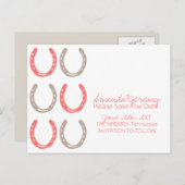 Carte Postale Faire-part Faire part de mariage à thème équestre motif fer à (Devant / Derrière)