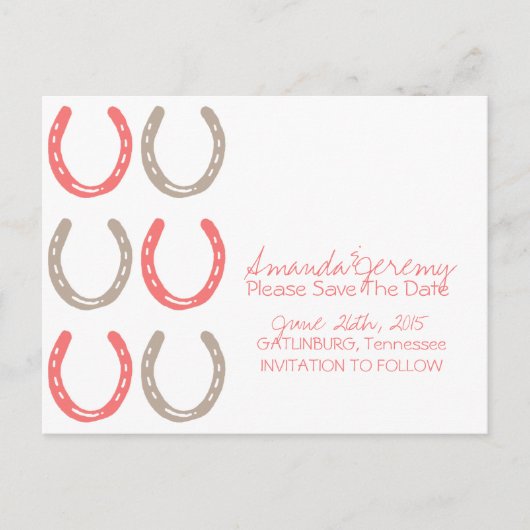 Carte Postale Faire-part Faire part de mariage à thème équestre motif fer à (Devant)