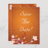 Carte Postale Faire-part Faire part de mariage abstrait de feuilles d'autom (Devant / Derrière)