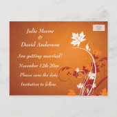 Carte Postale Faire-part Faire part de mariage abstrait de feuilles d'autom (Dos)