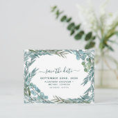 Carte Postale Faire-part Faire part de mariage aquarelle à motif de feuilla (Debout devant)