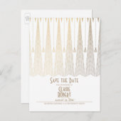 Carte Postale Faire-part Faire part de mariage Art Déco blanc et or (Devant / Derrière)