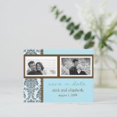 Carte Postale Faire-part Faire part de mariage au chocolat sarcelle baroque (Debout devant)