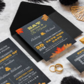 Carte Postale Faire-part Faire part de mariage automnal sur tableau noir
