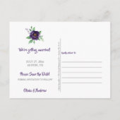 Carte Postale Faire-part Faire part de mariage aux roses aquarelles violett (Dos)