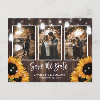 Carte Postale Faire-part Faire part de mariage avec 3 photos Jar Sunflower