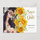 Carte Postale Faire-part Faire part de mariage avec photo de tournesol (Devant)