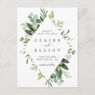 Carte Postale Faire-part Faire part de mariage cadre diamant feuillage d'eu