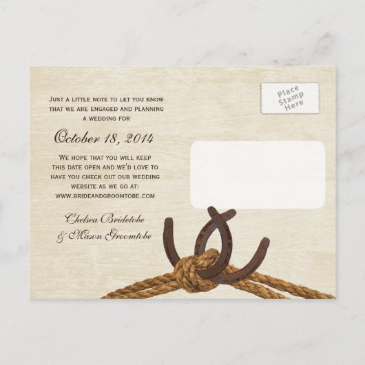 Carte Postale Faire-part Faire part de mariage Campagne Rustique (Dos)