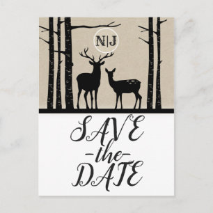 Carte Postale Faire-part Faire part de mariage Cerf et Biche au Bois de bou