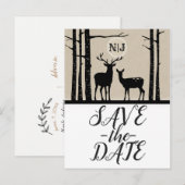 Carte Postale Faire-part Faire part de mariage Cerf et Biche Rustique sur B (Devant / Derrière)