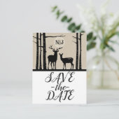Carte Postale Faire-part Faire part de mariage Cerf et Biche Rustique sur B (Debout devant)