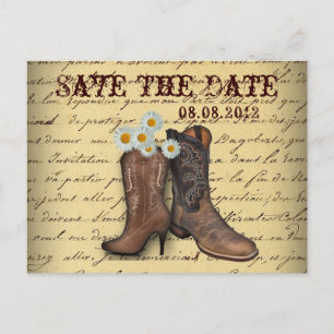 Carte Postale Faire-part faire part de mariage de cow-boy de pays occidenta