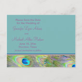 Carte Postale Faire-part Faire part de mariage de paon Sauver la date (Dos)