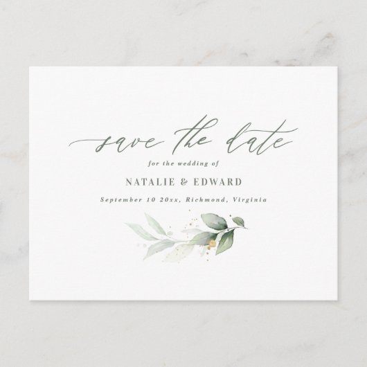 Carte Postale Faire-part Faire part de mariage élégant eucalyptus (Devant)