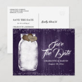 Carte Postale Faire-part Faire part de mariage en bois rustique avec pot en (Devant / Derrière)